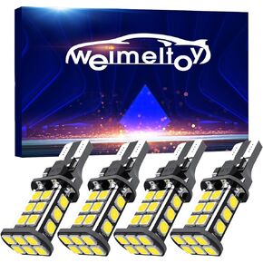 921 LED Car Bulb Upgrade Extremely Bright T15 912 W16W LED 921 Bulbs 3030 Chipsets 24-SMD CANBUS LED Lamps Used for Backup Reverse Lights, 6000K Xenon White(4pcs/Pack)