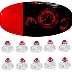 10 Pcs T3 LED Lights Neo Wedge Led Bulbs, Red 8mm Replacement LED Bulbs, for Interior Clock Light Check Engine Transmission HVAC AC Heater Climate Control Switch Indication LED Bulb