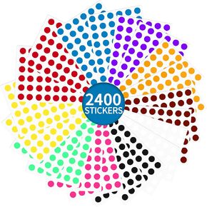 1/2 Inch Circle Sticker Labels, 4800 Sticker Dots, Adhesive and Writable Dots. Color Coding Labels and Adhesive Dots are Best for Organizing, Moving and Price Tag Stickers