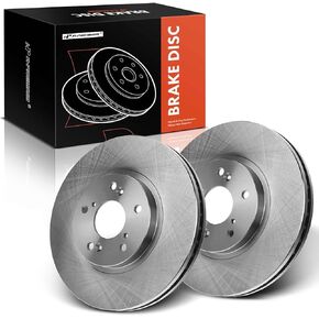 A-Premium 11.81 inch (300mm) Front Drilled and Slotted Disc Brake Rotors Compatible with Select Honda and Acura Models - Accord 2003-2012, Pilot 2003-2008, TSX 04-14, Odyssey 99-04, TL 99-08, MDX, CL