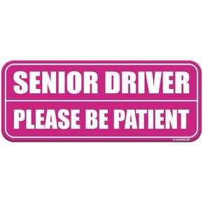 GEEKBEAR Senior Driver Car Magnet - Colorful, Reflective, Weather-Resistant - Rectangular 8.7 x 3.5 in (Black/Black)