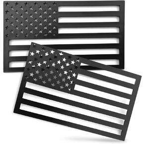 2PCS 3D American Flag Emblem Decal Cut-Out, 3MM Matte Black Bumper Stickers Decal, Car Exterior Accessories for Car Truck SUV, Acrylic Cut-Out Car Sticker