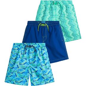 Boys' Swim Trunks – 3 Pack UPF 50+ Quick Dry Board Shorts Bathing Suit -Swimwear for Boys (Size: 8-14)