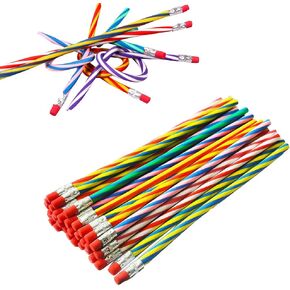 35 PCS Colorful Flexible Soft Pencil,Striped Magic Bendy Pencil with Eraser,Bendable Pencil for Valentine's Day,Children and Students,Classroom Gifts,Back to School Supplies