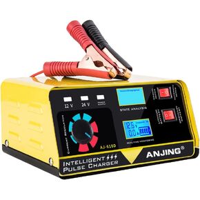 6V and 12V Car Battery Charger, 15A Smart Battery Trickle Charger Maintainer, Pulse Repair Deep Cycle Battery Charger Automotive Desulfator for Car Motorcycle Truck Boat Lawn Mower Lead Acid Batteries
