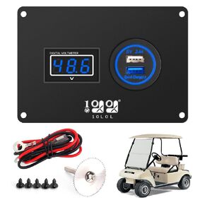 Golf Cart 2 in 1 Dash Console Panel for Club Car DS 2000 UP Models, Includes Digital Battery Voltmeter and 3.0 Fast Charge Dual USB Outlet