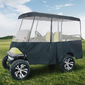 حاوية عربة الجولف KEMIMOTO 600D، سقف ممتد لـ 4 ركاب يصل إلى 89 بوصة متوافق مع EZGO، سيارة النادي السابقة/إلى الأمام/الإيقاع، غطاء مطر مقاوم للماء عالي التحمل مع نافذة PVC مضادة للتجاعيد in Kuwait