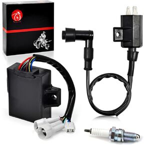 CDI Box Ignition Coil Spark Plug Compatible with Kawasaki Bayou 220 1988 1989 1990 1991 1992 1993 1994 1995 21119-1226 21121-1160