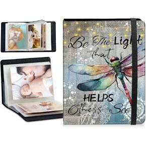 Small Photo Album 3x5 Shows 80 Photos, Black Cat Flowers PU Leather Mini Picture Binder Albums Photo Books with 20 Sleeves, Photo Protector w/Elastic Band for Family Wedding Baby Pets