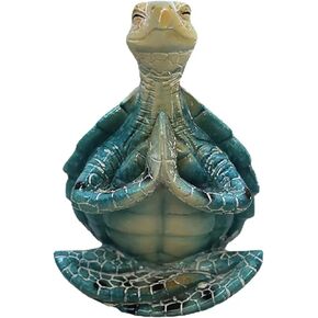 Coastal Ocean Room Decor,Sea Turtle Yoga Statue Teal Office Decor, Turtle Themed Gifts, Zen Office Decor and Beach Room Decor with Nautical Themes, Perfect Sea Turtle Gifts for Meditation
