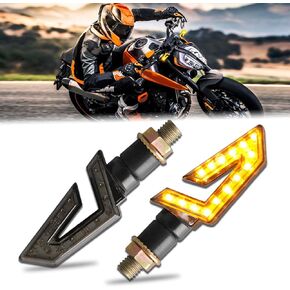 JMTBNO 4PCS Arrow Motorcycle Turn Signals Lights Universal 15 LED Blinkers Indicators Compatible with Honda Yamaha Suzuki Street Sports Bike Dirt Bike Cruiser Scooter Off Road