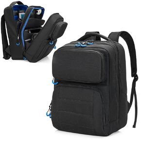 Carrying Backpack Compatible with Steam Deck, Travel Case Bag with Separate Game Cards Holder, Multi-Pockets For Game Headset, Docking Station, Controllers and More (Patent Design)