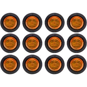12 Pcs TMH 1-1/4 Inch Mount Amber LENS & Amber LED Clearance Markers, side marker lights, led marker lights, led side marker lights, led trailer marker lights, trailer marker light