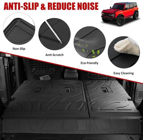 Bestview Rear Seat Back Cover for Ford Bronco 4 Door 2021 2022 2023 2024, Premium Injection Molding TPE, 4PCS Dog Seat Liner fit Bronco,Bronco Interior Accessories,Not for Sport in Saudi Arabia