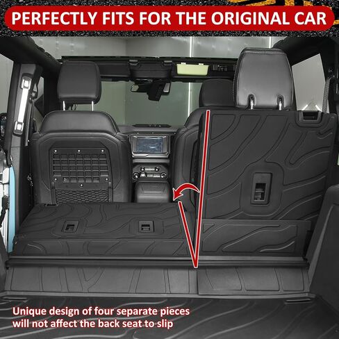 Bestview Rear Seat Back Cover for Ford Bronco 4 Door 2021 2022 2023 2024, Premium Injection Molding TPE, 4PCS Dog Seat Liner fit Bronco,Bronco Interior Accessories,Not for Sport in Saudi Arabia