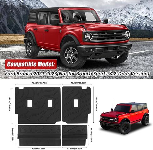 Bestview Rear Seat Back Cover for Ford Bronco 4 Door 2021 2022 2023 2024, Premium Injection Molding TPE, 4PCS Dog Seat Liner fit Bronco,Bronco Interior Accessories,Not for Sport in Saudi Arabia