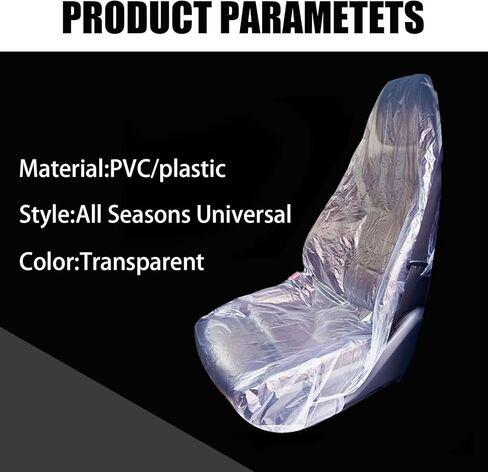 50 PCS Disposable Car Seat Cover, Steering Wheel Handbrake Transmission Seats Plastic Four-Piece Set, Dust-Proof and Anti-wear Protection, Universal for Most Cars Airplane (Transparent) in Kuwait