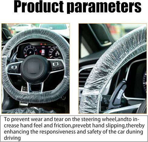 50 PCS Disposable Car Seat Cover, Steering Wheel Handbrake Transmission Seats Plastic Four-Piece Set, Dust-Proof and Anti-wear Protection, Universal for Most Cars Airplane (Transparent) in Kuwait