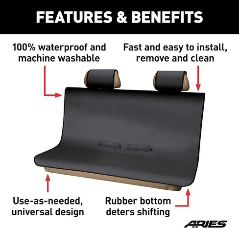ARIES 3146-09 Seat Defender 58-Inch x 55-Inch Black Waterproof Universal Bench Car Seat Cover Protector in Saudi Arabia