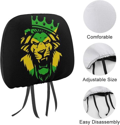 DENFY Jamaica Rasta Lion Universal Car Headrest Cover Soft Car Seat Head Rest Cover Protector Headrest Coverings for Cars Truck Auto in Saudi Arabia