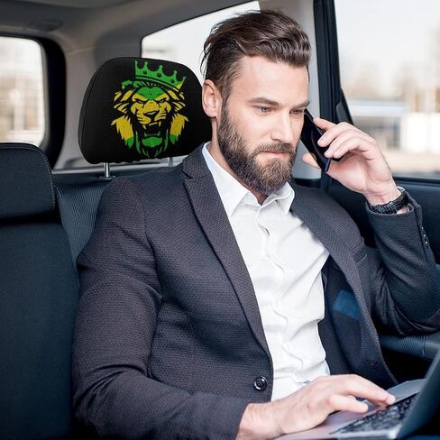 DENFY Jamaica Rasta Lion Universal Car Headrest Cover Soft Car Seat Head Rest Cover Protector Headrest Coverings for Cars Truck Auto in Saudi Arabia