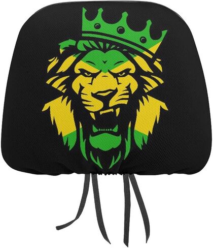DENFY Jamaica Rasta Lion Universal Car Headrest Cover Soft Car Seat Head Rest Cover Protector Headrest Coverings for Cars Truck Auto in Saudi Arabia