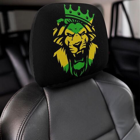 DENFY Jamaica Rasta Lion Universal Car Headrest Cover Soft Car Seat Head Rest Cover Protector Headrest Coverings for Cars Truck Auto in Saudi Arabia