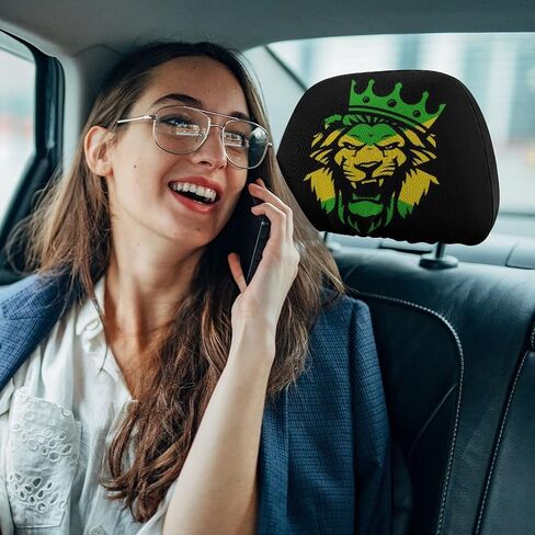 DENFY Jamaica Rasta Lion Universal Car Headrest Cover Soft Car Seat Head Rest Cover Protector Headrest Coverings for Cars Truck Auto in Saudi Arabia