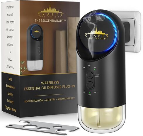 موزع روائح الزيوت العطرية بدون ماء في الحائط للمخرج من Crafts And The City - مجموعة روائح فاخرة لاسلكية لاسلكية للمنزل والمنزل والغرف والفندق والسفر - بخاخات رذاذ الهواء البارد الكهربائية الصغيرة in Kuwait