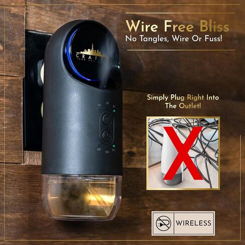 موزع روائح الزيوت العطرية بدون ماء في الحائط للمخرج من Crafts And The City - مجموعة روائح فاخرة لاسلكية لاسلكية للمنزل والمنزل والغرف والفندق والسفر - بخاخات رذاذ الهواء البارد الكهربائية الصغيرة in Kuwait