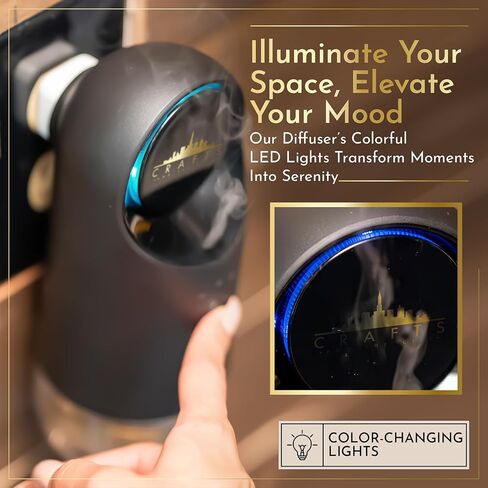 موزع روائح الزيوت العطرية بدون ماء في الحائط للمخرج من Crafts And The City - مجموعة روائح فاخرة لاسلكية لاسلكية للمنزل والمنزل والغرف والفندق والسفر - بخاخات رذاذ الهواء البارد الكهربائية الصغيرة in Kuwait