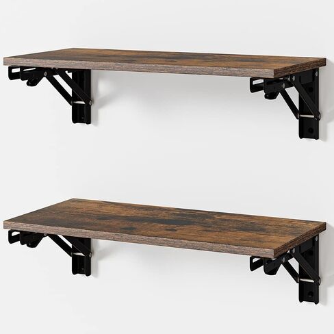 Floating Shelves for Wall Decor, Set of 1, Wood Wall Mounted Storage Shelves, Farmhouse Floating Shelf for Bathroom Decor, Bedroom, Living Room, Kitchen, Rustic Brown in Saudi Arabia