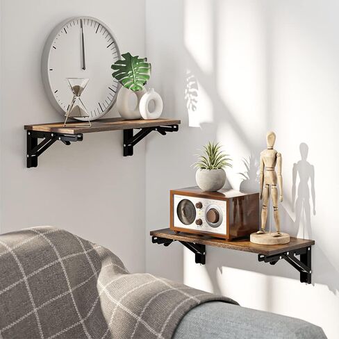 Floating Shelves for Wall Decor, Set of 1, Wood Wall Mounted Storage Shelves, Farmhouse Floating Shelf for Bathroom Decor, Bedroom, Living Room, Kitchen, Rustic Brown in Saudi Arabia