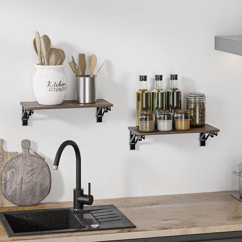 Floating Shelves for Wall Decor, Set of 1, Wood Wall Mounted Storage Shelves, Farmhouse Floating Shelf for Bathroom Decor, Bedroom, Living Room, Kitchen, Rustic Brown in Saudi Arabia
