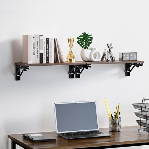 Floating Shelves for Wall Decor, Set of 1, Wood Wall Mounted Storage Shelves, Farmhouse Floating Shelf for Bathroom Decor, Bedroom, Living Room, Kitchen, Rustic Brown in Saudi Arabia
