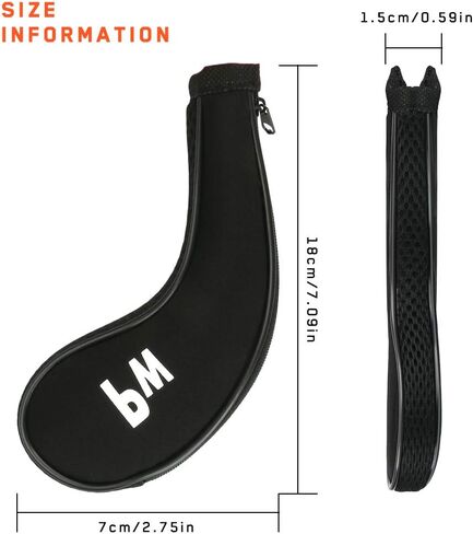 WIOR Golf Club Head Covers, 12Pcs Neoprene Zippered Golf Wedge Iron Covers with Large Number Tags & Long Neck, Protective Mesh Golf Iron Head Covers for Men Women, Fit for Most Standard Irons (Black) in Kuwait