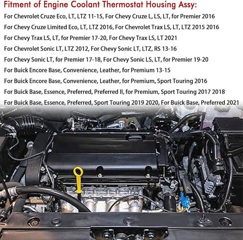 ZONFANT ترقية مجموعة مبيت منظم حرارة مبرد المحرك الألومنيوم متوافقة مع Chevy Cruze 2011-2016 Sonic 2012-2020 Trax 2013-2021 Buick Encore 2013-2020، استبدال #25200455 55565336 902-808 in Kuwait
