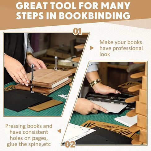 Sasylvia Bamboo Wood Book Press Portable Book Binding Press Bookbinding Press Including 2 Boards with Screw Nut Bolt Flat Washers for Bookbinding Office Supplies Kit (11.6 x 7.9 Inches) in Saudi Arabia