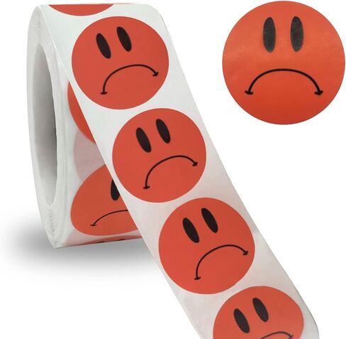 Unhappy Sad Frowns Face Stickers, Motivational Stickers for Teacher Kids Roll 500 pcs in Kuwait