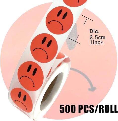 Unhappy Sad Frowns Face Stickers, Motivational Stickers for Teacher Kids Roll 500 pcs in Kuwait