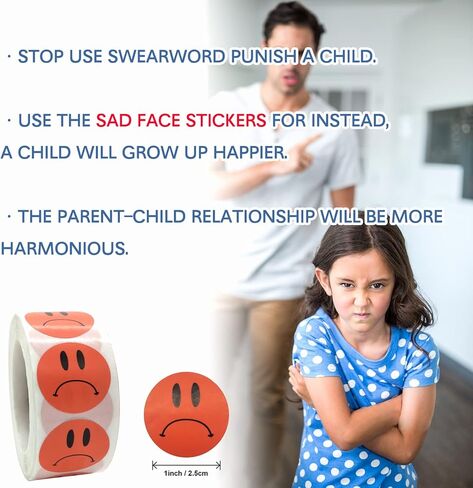 Unhappy Sad Frowns Face Stickers, Motivational Stickers for Teacher Kids Roll 500 pcs in Kuwait