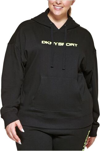 سترة بغطاء للرأس بشعار DKNY Sport Womens Plus French Terry باللون الأسود 2X in Kuwait