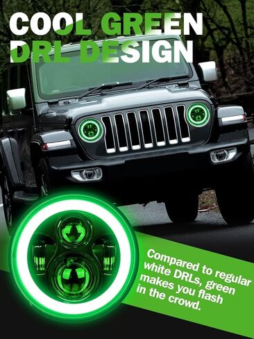 UNI-SHINE 7 بوصة هالة حمراء LED مصباح أمامي Hi/Lo Beam مع إشارة انعطاف كهرمان قطعتين 7 بوصة LED مصباح أمامي DOT Round H6024 LED مصباح أمامي متوافق مع Jeep Wrangler JK TJ CJ، متوافق مع Chevy in Kuwait