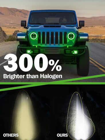 UNI-SHINE 7 بوصة هالة حمراء LED مصباح أمامي Hi/Lo Beam مع إشارة انعطاف كهرمان قطعتين 7 بوصة LED مصباح أمامي DOT Round H6024 LED مصباح أمامي متوافق مع Jeep Wrangler JK TJ CJ، متوافق مع Chevy in Kuwait