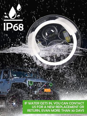UNI-SHINE 7 بوصة هالة حمراء LED مصباح أمامي Hi/Lo Beam مع إشارة انعطاف كهرمان قطعتين 7 بوصة LED مصباح أمامي DOT Round H6024 LED مصباح أمامي متوافق مع Jeep Wrangler JK TJ CJ، متوافق مع Chevy in Kuwait