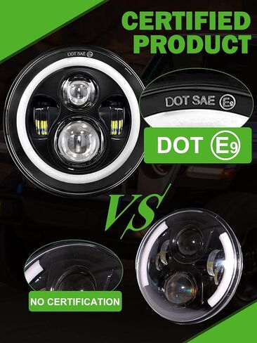 UNI-SHINE 7 بوصة هالة حمراء LED مصباح أمامي Hi/Lo Beam مع إشارة انعطاف كهرمان قطعتين 7 بوصة LED مصباح أمامي DOT Round H6024 LED مصباح أمامي متوافق مع Jeep Wrangler JK TJ CJ، متوافق مع Chevy in Kuwait