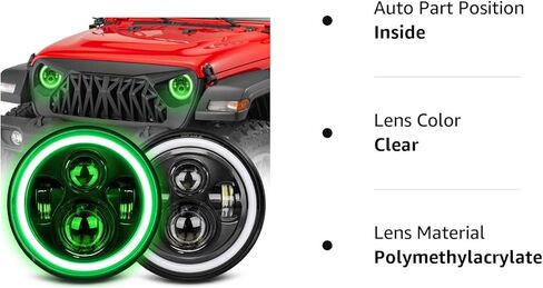 UNI-SHINE 7 بوصة هالة حمراء LED مصباح أمامي Hi/Lo Beam مع إشارة انعطاف كهرمان قطعتين 7 بوصة LED مصباح أمامي DOT Round H6024 LED مصباح أمامي متوافق مع Jeep Wrangler JK TJ CJ، متوافق مع Chevy in Kuwait