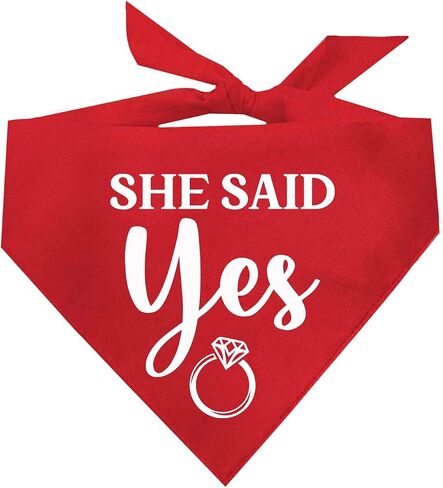 She Said Yes! Wedding Engagement Announcement Dog Bandana (Black, OS 664) in Saudi Arabia