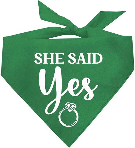 She Said Yes! Wedding Engagement Announcement Dog Bandana (Black, OS 664) in Saudi Arabia
