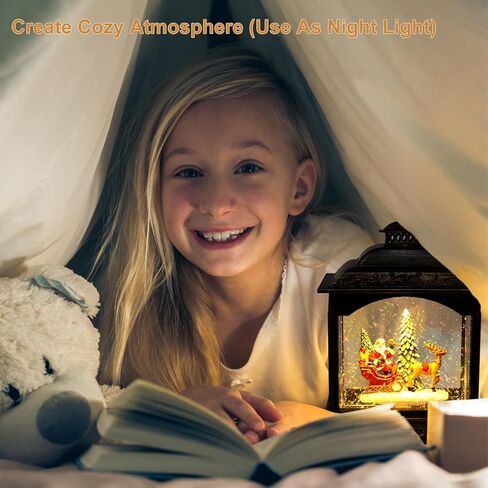 فانوس كرات الثلج الموسيقية لعيد الميلاد، فانوس سانتا المائي المضاء مع مؤقت وتأثير ثلجي دوامي | كرة أرضية لامعة تعمل بالبطارية وتعمل بمنفذ USB لتزيين العطلات وهدية ديكور المنزل الداخلي in Kuwait